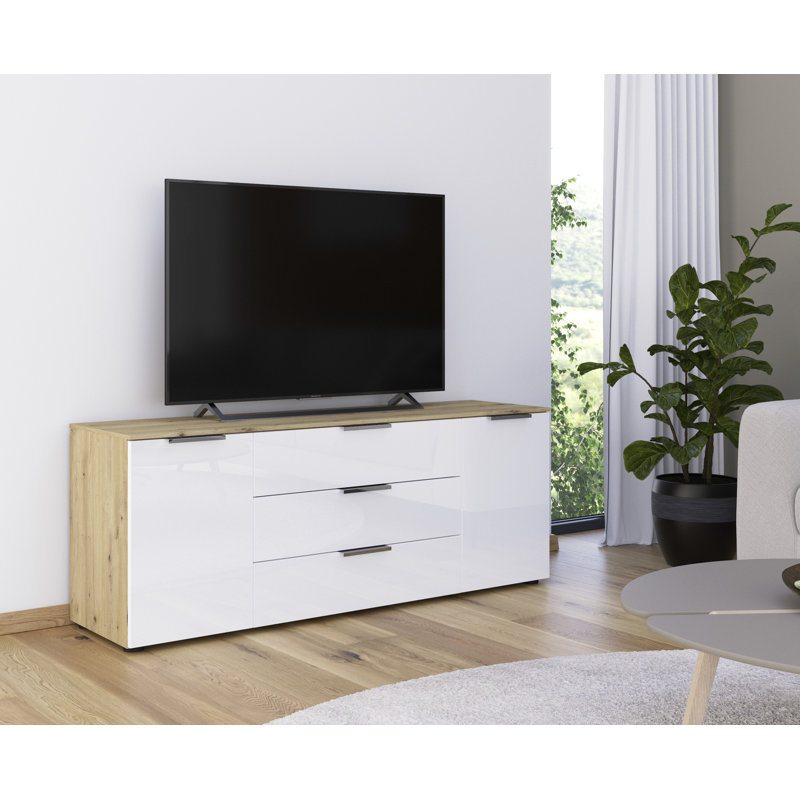 Flipp 3 - Drawer Chest of Drawers, Artisan Oak/White Glass/Chrome
