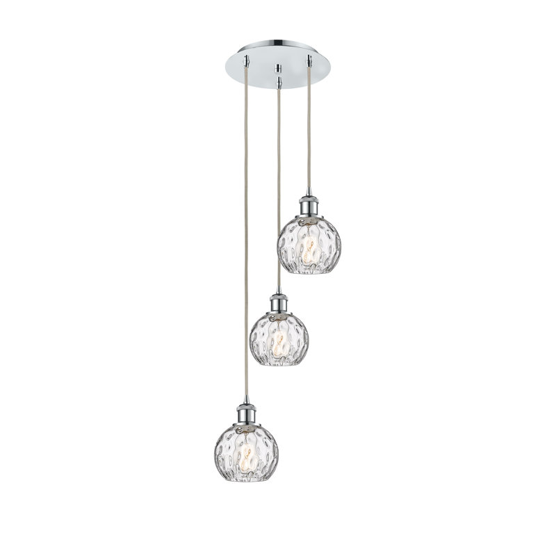 Cindi 3 - Light Cluster Pendant, 18" H x 12.75" W x 12.75" D, Polished Chrome, Clear Water Glass