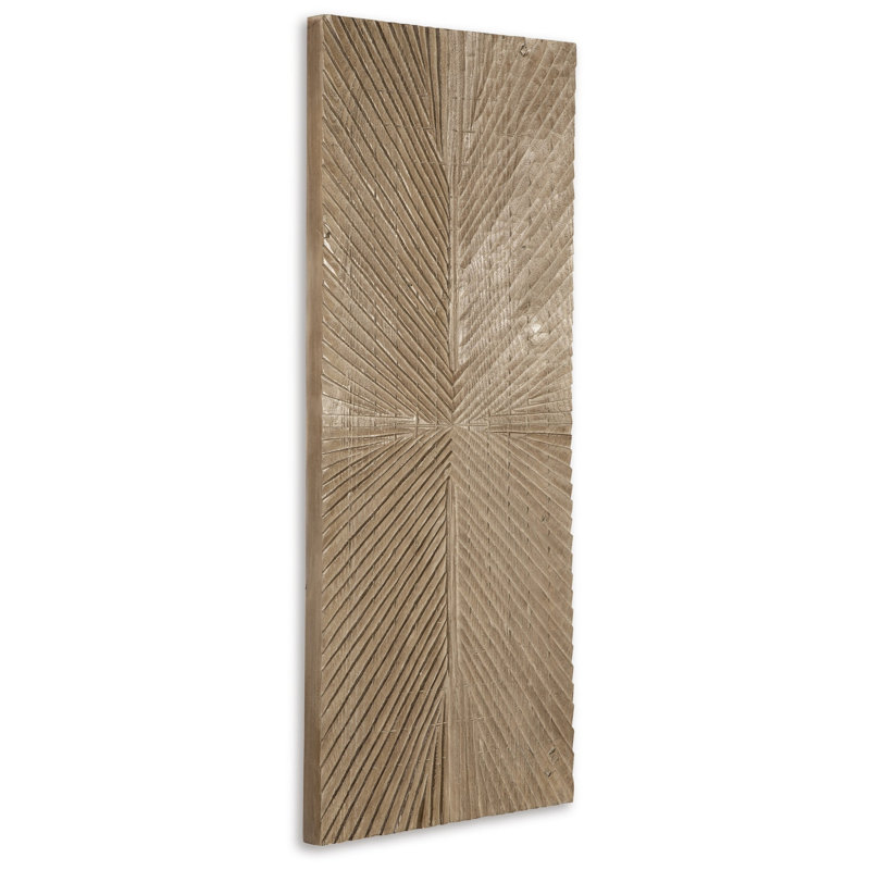 Ernest Wall Decor, Carved Sunburst Design, Wood Panel, Brown
