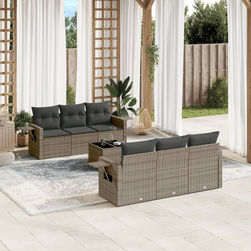 Ensemble de canapé de jardin pliable en rotin PE 7 pièces Vidaxl