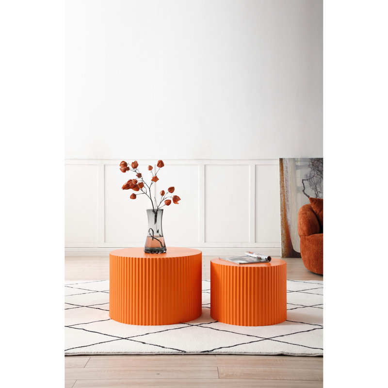 Table basse gigogne 2 - orange pour espace de loisirs 23,2 pouces Handcraft