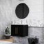 Ensemble de meuble-lavabo mural 24 po avec lavabo, portes doubles, charnières à fermeture en douceur, cuve en céramique, assemblage facile, poignée longue en métal doré, espace de rangement, noir brillant