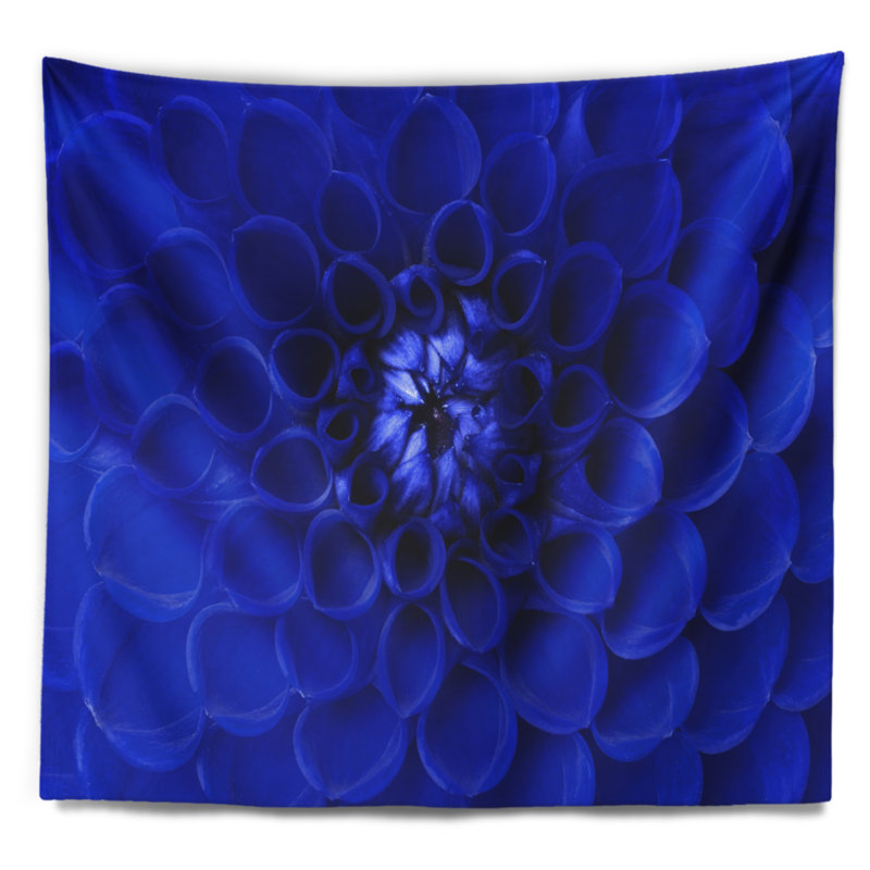 Tapisserie florale à motif floral abstrait bleu, H 32 po x l 39 po