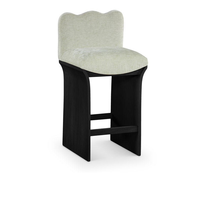 Tabouret de comptoir Shaw Cassady, Tissu chenille menthe, Noir