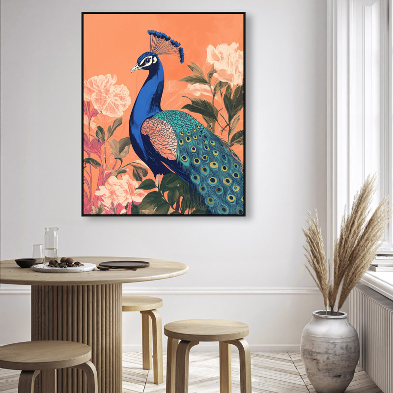 Peacock Garden Dance Canvas Animals Print by Oliver Gal, 46"H x 37"W, Black Frame