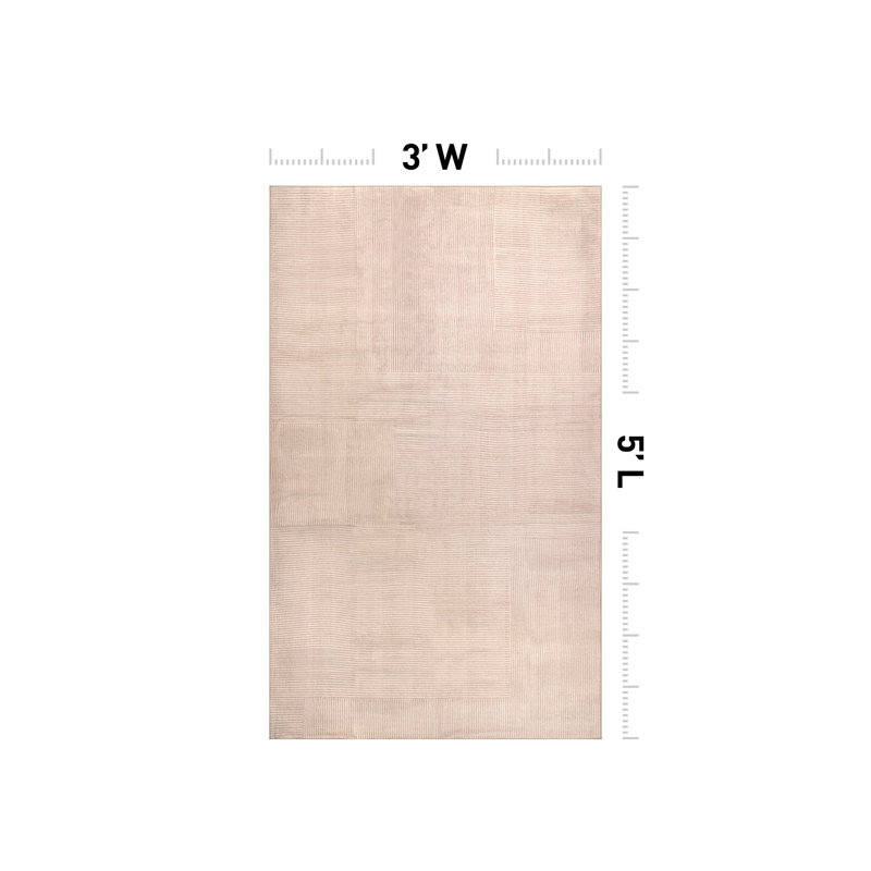 Tapis crème antidérapant Linear Block, Crème, 3 pi x 5 pi