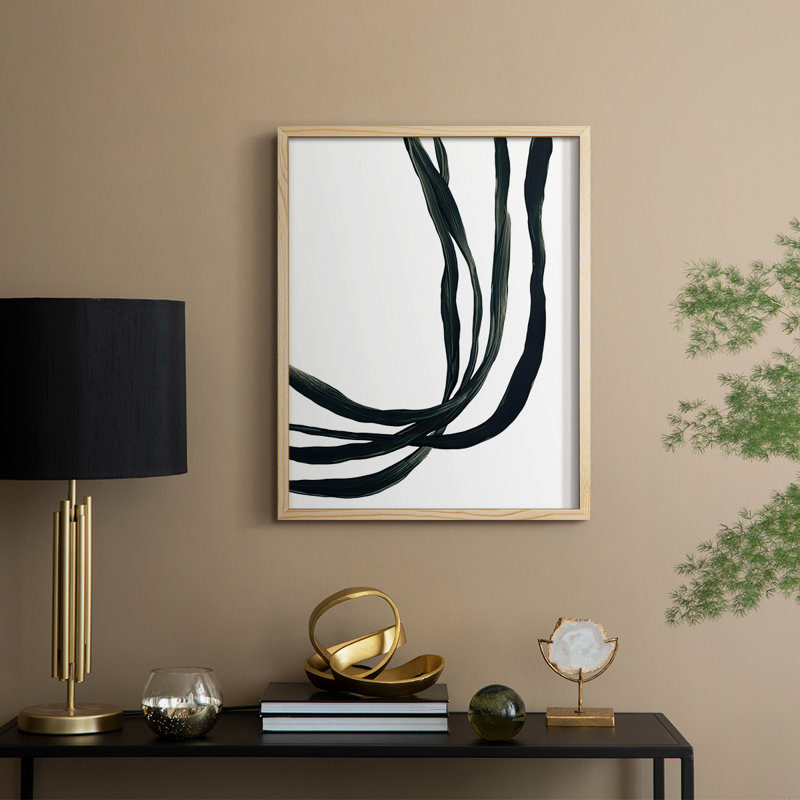 Onyx Ribbon I Framed Print - Solid Wood, 30" H x 24" W