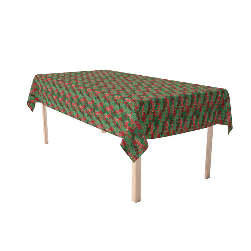 Elizabeth-Rose  Rectangular Tablecloth, 100% Cotton, Christmas Tree Patchwork, 84" x 52"