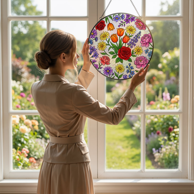 Panneau de vitrail de jardin 12 "H 12", H 12 po x l 12 po