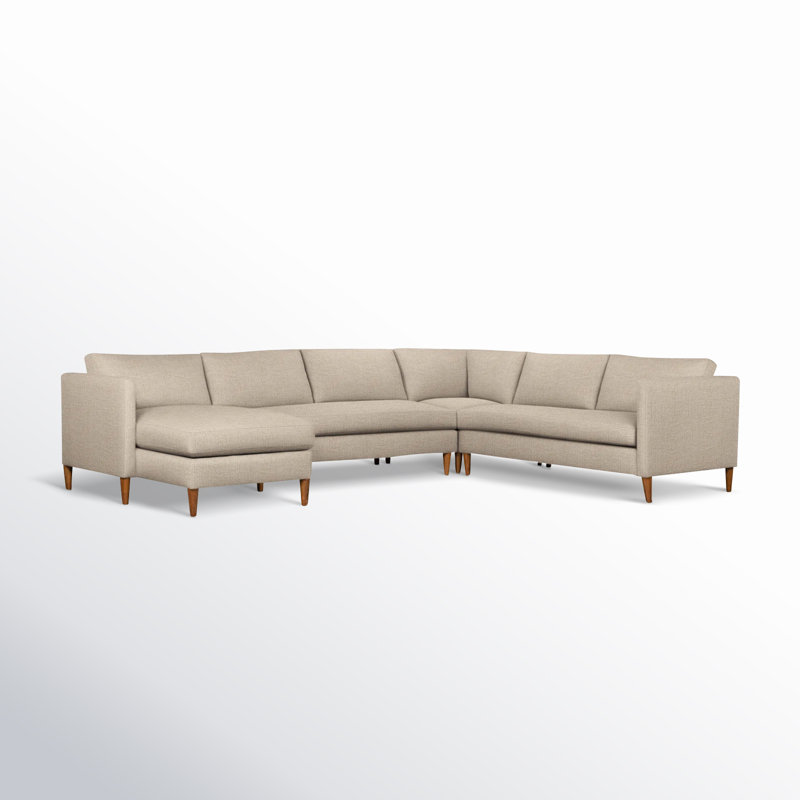 Clifford 4-Piece Upholstered Custom Sectional, Left Hand Facing, Nomad Eggshell Crypton® Chenille