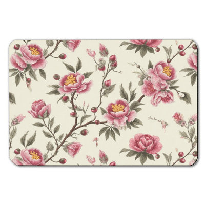 Pink Flower Leaf Decoration Bath Mat, 36 X 24