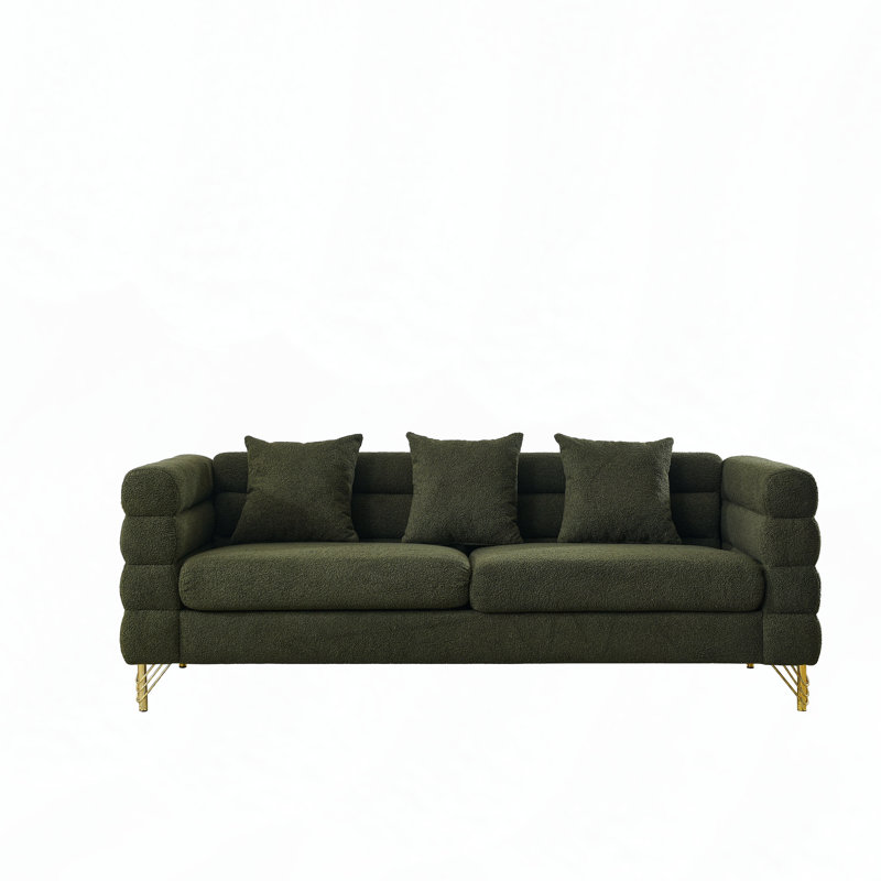 Canapé modulaire 3 places 81 pouces avec 3 coussins, Vert