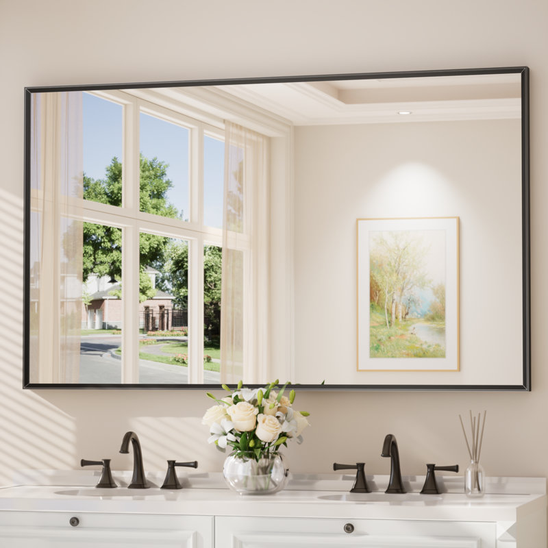 Aluminium Mirror, Matte Black, Rectangle, 152.4cm x 91.4cm