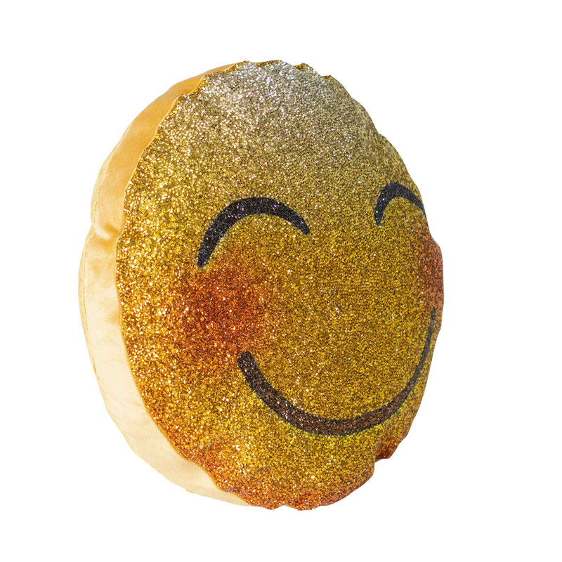 Coussin décoratif Sparkles Home Luminous Smiley Emoji | Strass, housse en velours, rembourrage en polyester moelleux
