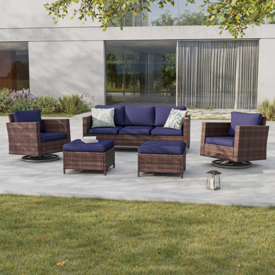 Harloe 5 - Person Outdoor Swivel Rocking Chair Seating Group with Cushions