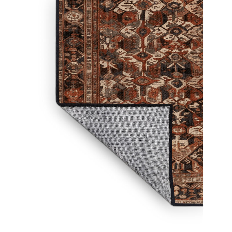 Tapis brun lavable à la machine, Rond 4 pi