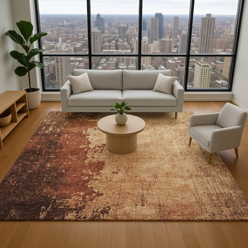 Premium Machine Washable Mayfield AMF1912 Abstract Rug, Rectangle 3' x 5'