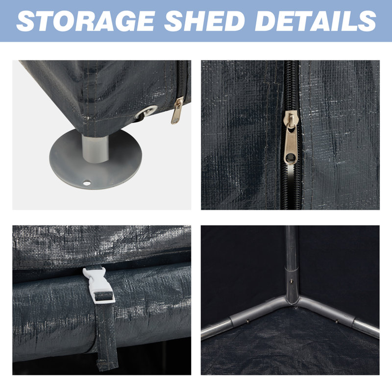 5 Ft. W x 7.2 Ft. D Garage, Portable Outdoor Storage Shed