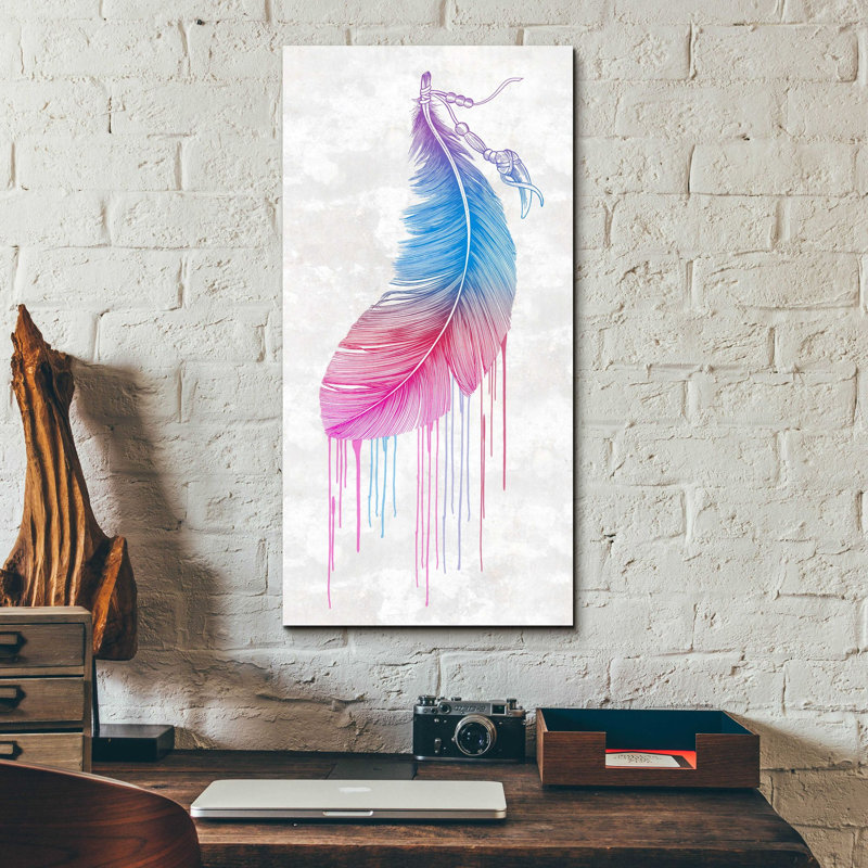 «Rainbow Feather» par Rachel Caldwell, art mural en verre acrylique, H 24 po x l 12 po