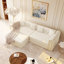 90.6  Velvet Upholstered  3-In-1 Multi-Functional Folding Sleeper Sofa With Movable Ottoman & Pull-Out Bed Nailhead Trim & Rolled Arm  Beige/White-1643940530