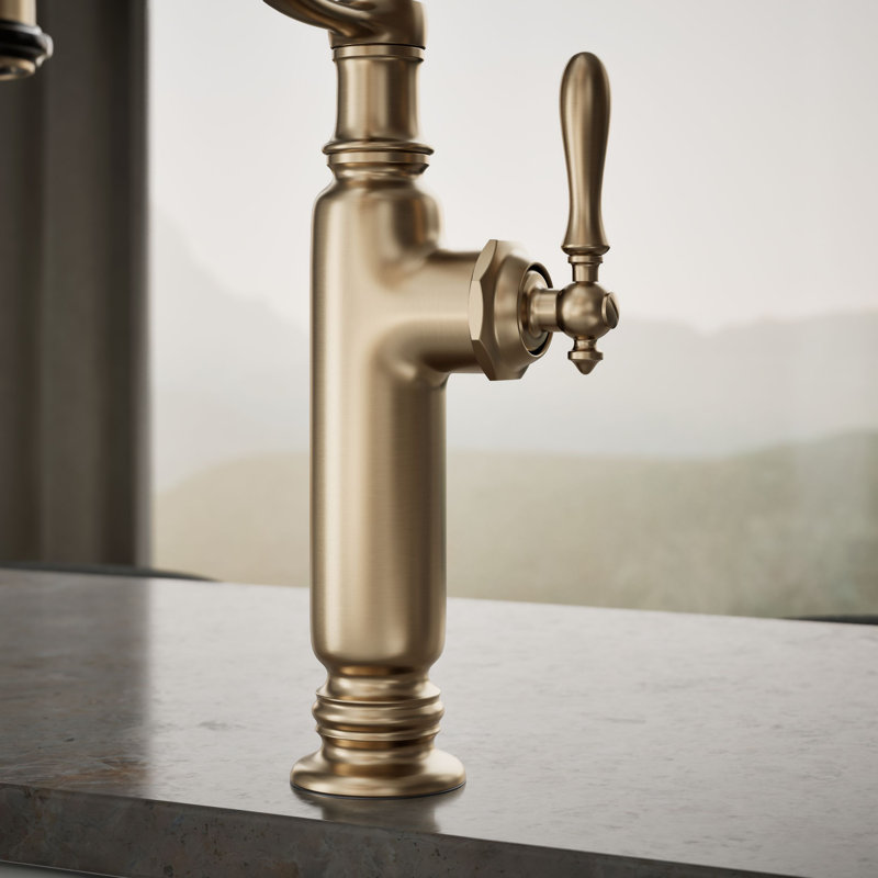 Tournant Single Handle Pull Down Kitchen Faucet, Vibrant Brushed Bronze