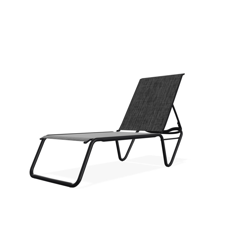 Chaise longue sans accoudoirs empilable à plat en aluminium Gardenella, Ombre Augustine, Noir