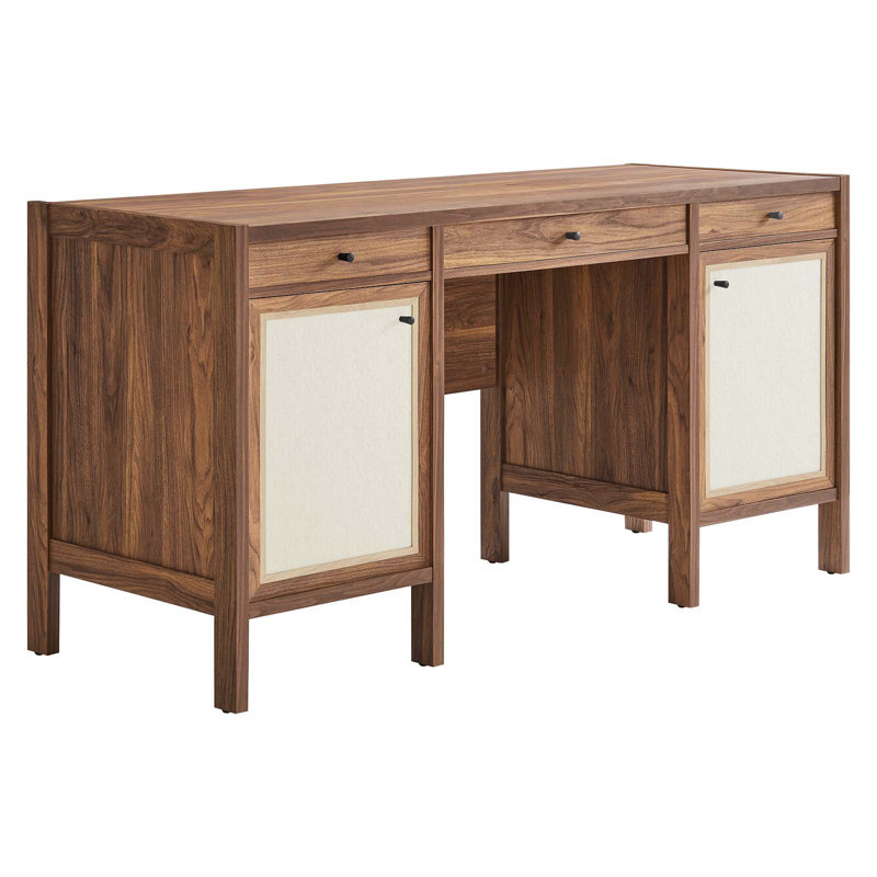 Capri 58" Wood Grain Office Desk In Walnut