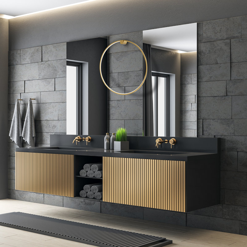 Saturno LED Flush Mounted Sconce, 80cm H x 80cm W x 17cm D, Gold