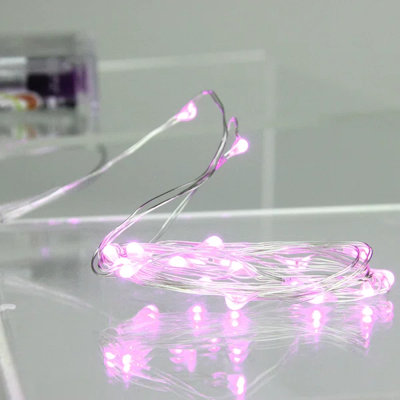 20 Battery Operated LED Micro Rice Christmas Lights - 6.5 ft Silver Wire
