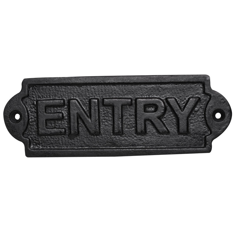 Solid Cast Iron Vintage Entry Sign for Doors Handmade Hardware Accessory