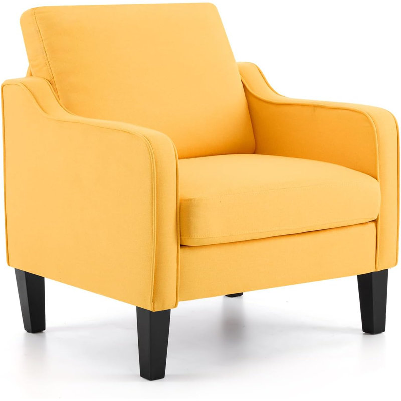 Fauteuil de 29,9 po de largeur Amaryia, Mélange de lin jaune