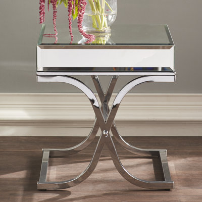 Skakke Mirrored Glass Top End Table