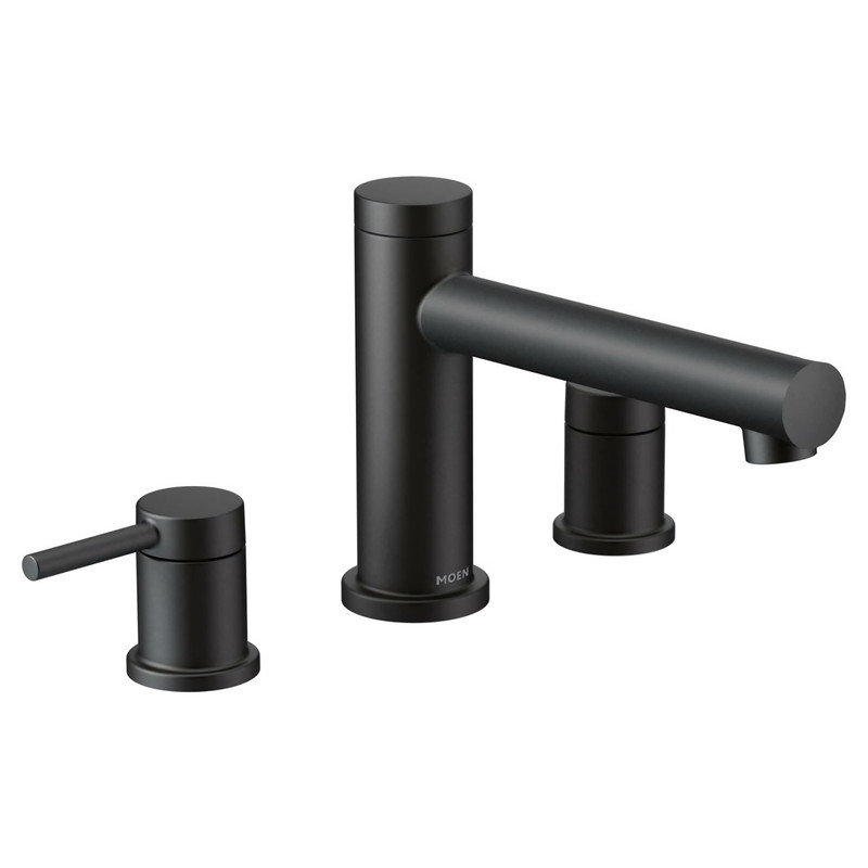 Align Double Handle Deck Mounted Roman Tub Faucet Trim, Matte Black