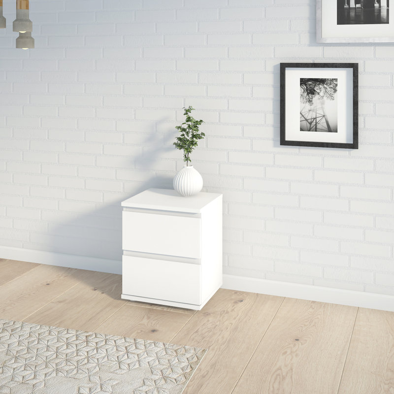 Gosselin 40.2cm W Manufactured Wood Bedside Table, White