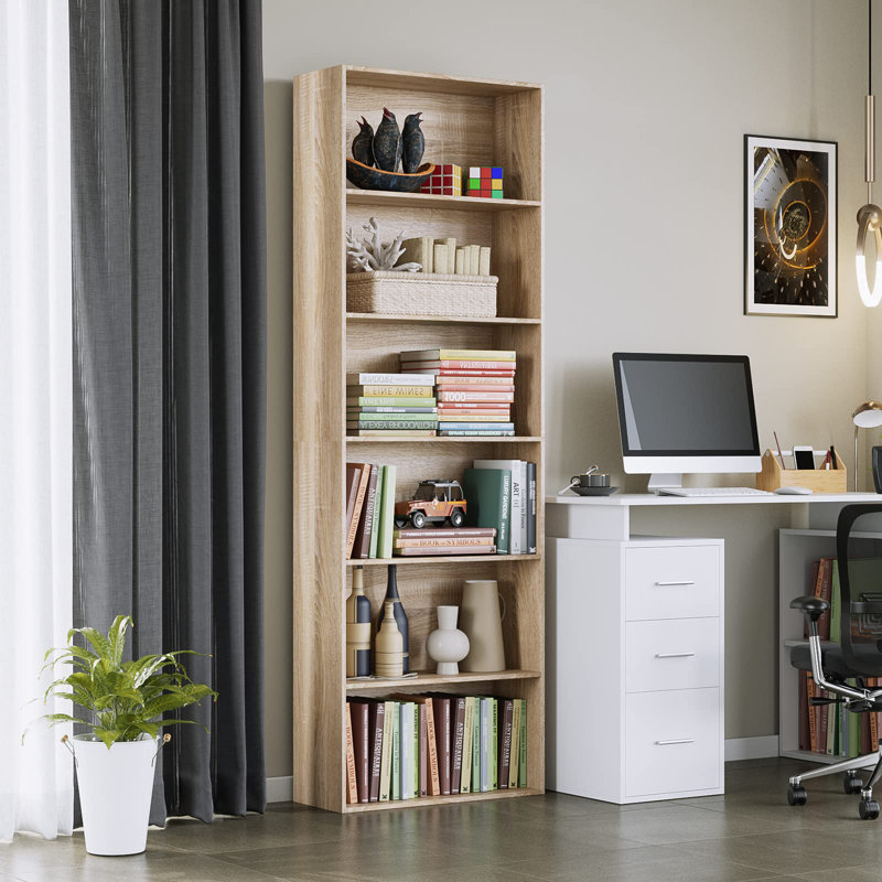 Langner 70.8" H x 23.6" W Standard Bookcase, 6-Tier Open Bookcase and Bookshelf, Freestanding Display Storage Shelves Tall Bookcase for Bedroom, Living Room and Office