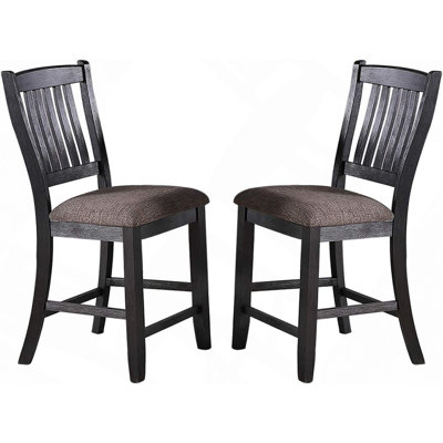 Ensemble de 2 chaises de salle à manger en bois foncé à motif de comptoir foncé