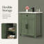Meuble-lavabo sur pied de 70,2 cm (27,64 po) avec rangement, design moderne du milieu du siècle, armoire peinte en vert, lavabo en céramique et poignées en métal