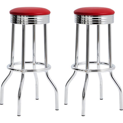 De 2 tabourets de bar rouges - Design contemporain avec pieds évasés pour la maison