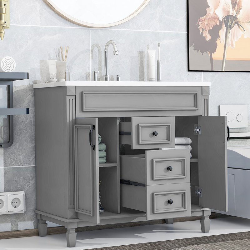 Meuble-lavabo de salle de bain 36 po avec lavabo supérieur