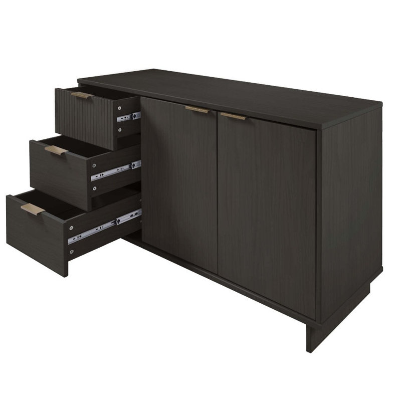 Buffet gris anthracite de 55 pouces avec tiroirs et armoires - Unité de rangement pour la maison, Gris anthracite