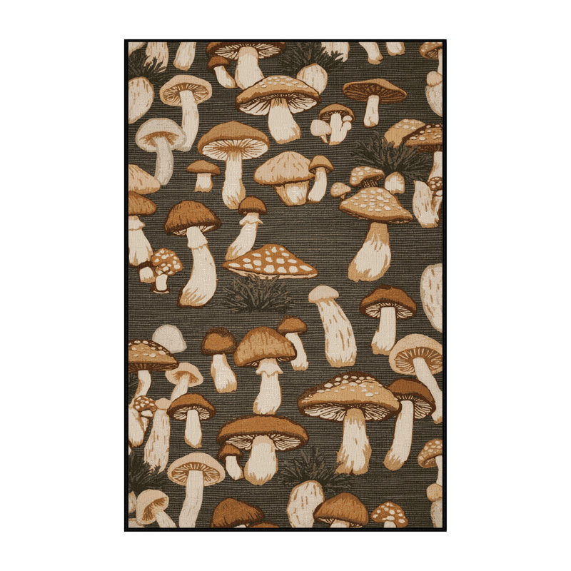 Tapis botanique brun lavable à la machine, Rectangle 2 pi x 3 pi