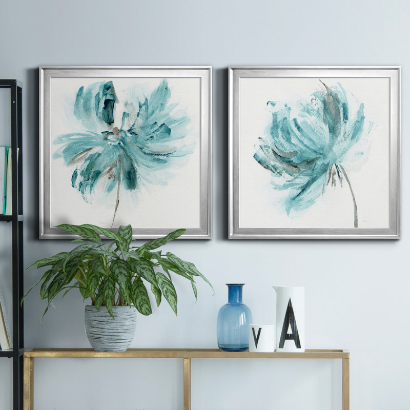 «Blue Dance I», reproduction de cadre photo sur toile 2 pièces, H 22,5 po x l 45 po x P 1,5 po, Argent