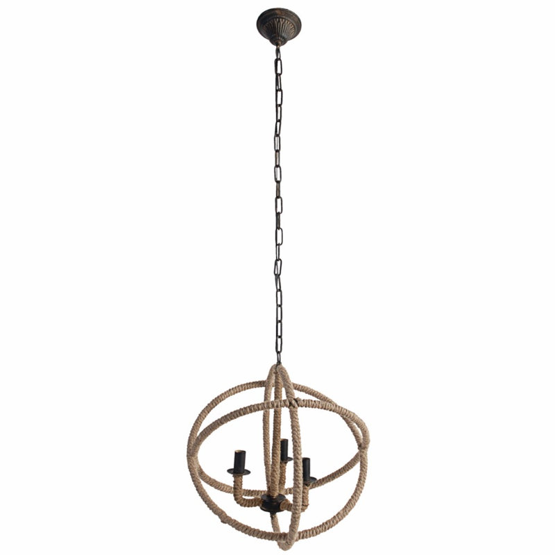 Lustre en forme de globe à 3 lumières de style bougie Asjad