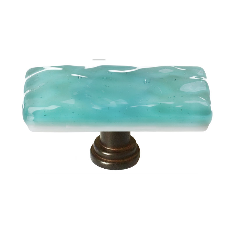 Skinny Glacier 2" Length Rectangle Knob, Oil Rubbed Bronze, Light Blue