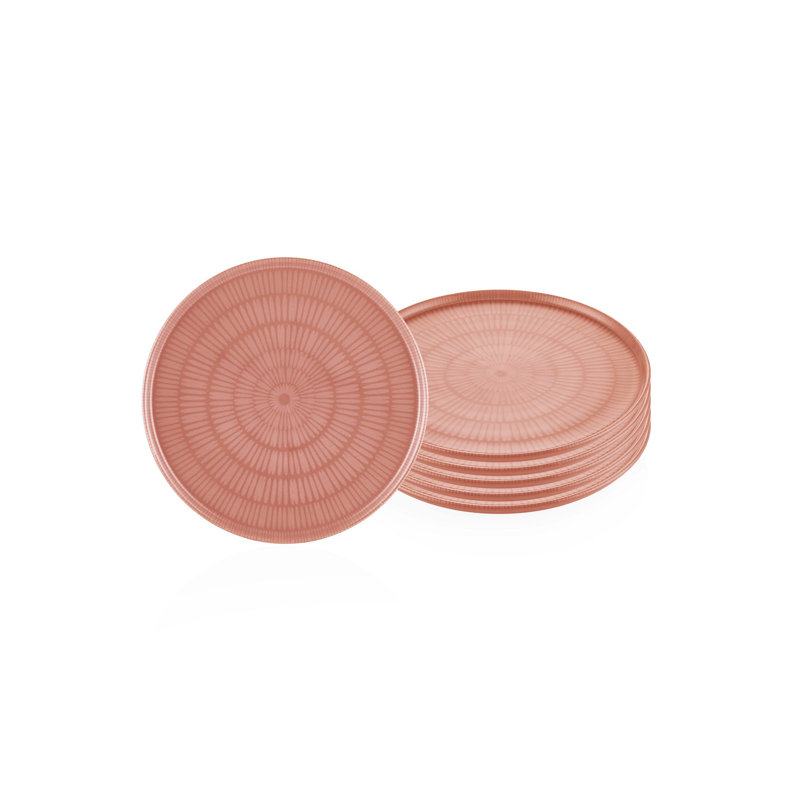 Ensemble d'assiettes élégantes en céramique (6 pièces), couleur saumon, 10,2 x 10,2 x 0,4 pouces | 100% céramique durable, parfaite pour les soupers et l'utilisation quotidienne | Conception élégante pour les décors de table modernes