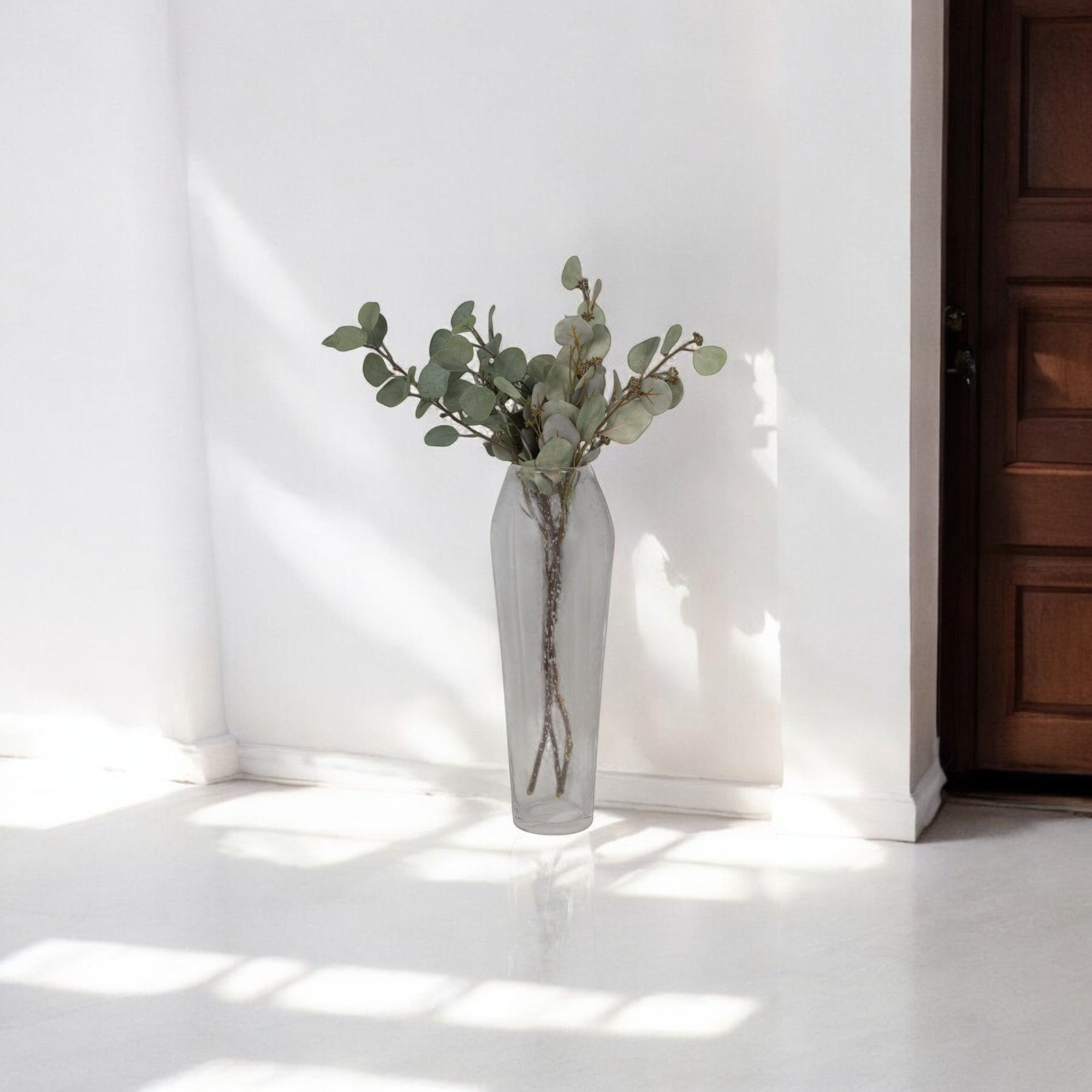 Image showcasing Rosecliff Heights Brodan Handcrafted Glass Vase with Bubble Textured ...
