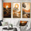 «Golden Sunset In The Retro Mountain Meadows IV», 3 pièces sur toile-459475031-459475027