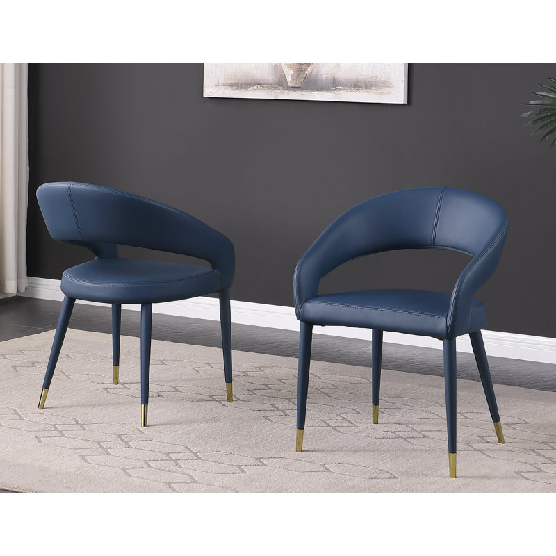 Crowson 19'' H Faux Leather Upholstered Armchair, Navy