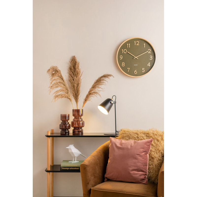 Manufactured Wood Wall Clock, Moss Green, 40cm H x 40cm W x 4.5cm D