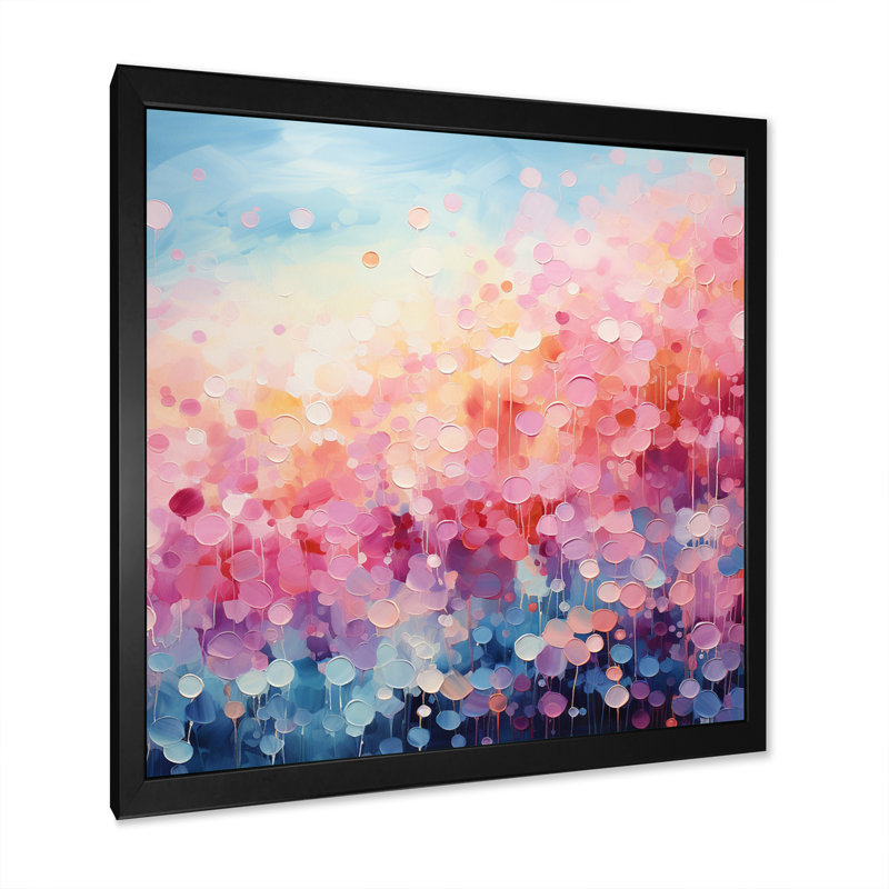 Cotton Candy I - Abstract Landscape Canvas Wall Art, Cadre photo noir, H 16 po x l 16 po x P 1 po